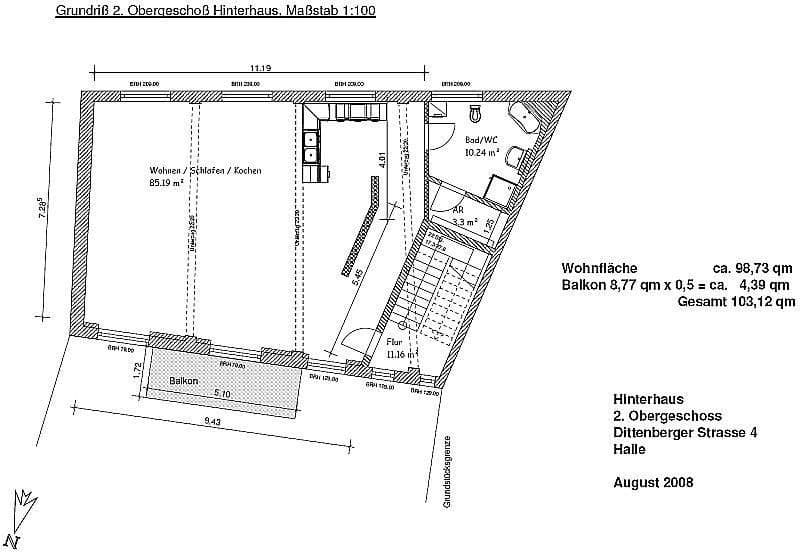 Pronájem bytu 1+1 104 m², Dittenberger Straße 4, Halle, Sasko-Anhaltsko Pronájem bytu 1+1 104 m², Dittenberger Straße 4, Halle, Sasko-Anhaltsko