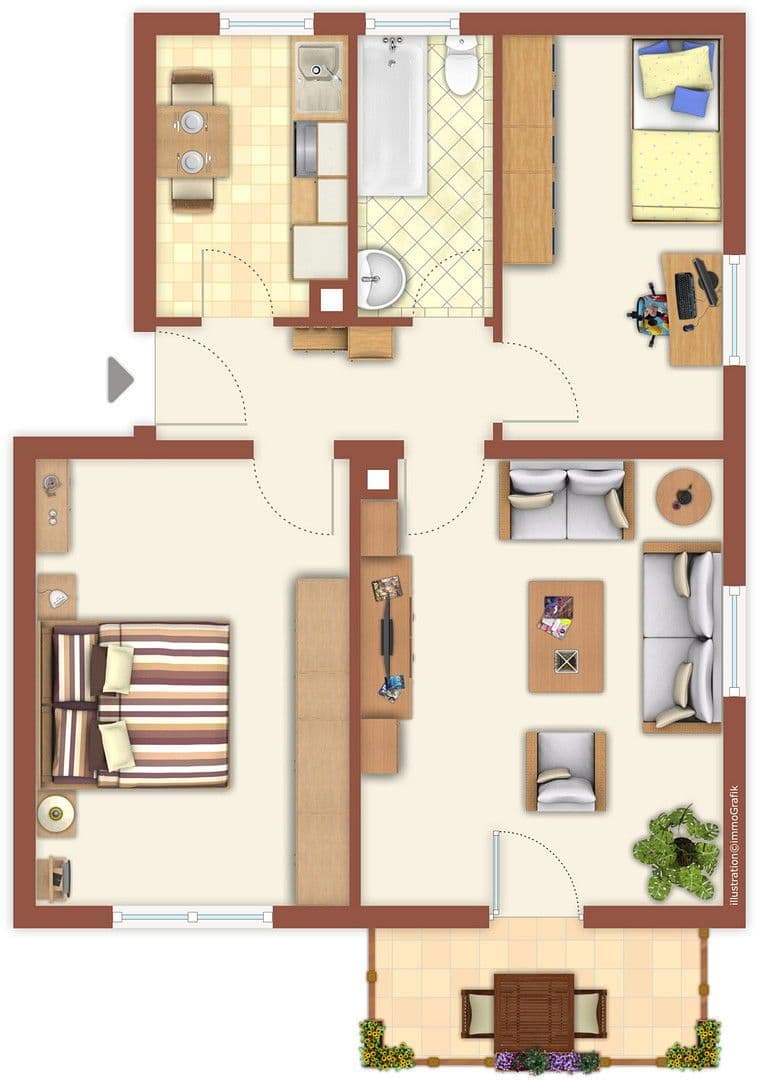 Pronájem bytu 3+1 59 m², Banzhafstraße, Mühlacker, Bádensko-Württembersko Pronájem bytu 3+1 59 m², Banzhafstraße, Mühlacker, Bádensko-Württembersko