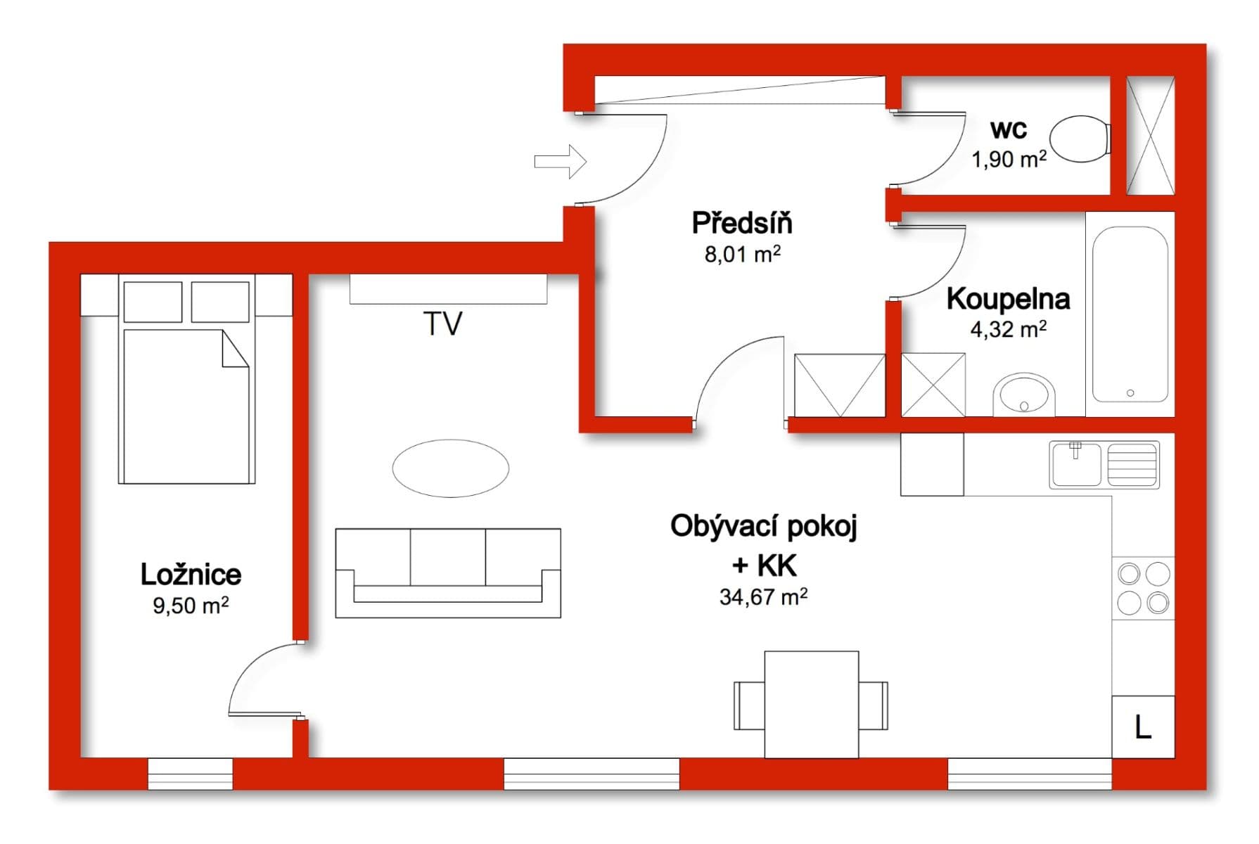 Pronájem bytu 2+kk 49 m², Hakenova, Poděbrady, Středočeský kraj Pronájem bytu 2+kk 49 m², Hakenova, Poděbrady, Středočeský kraj