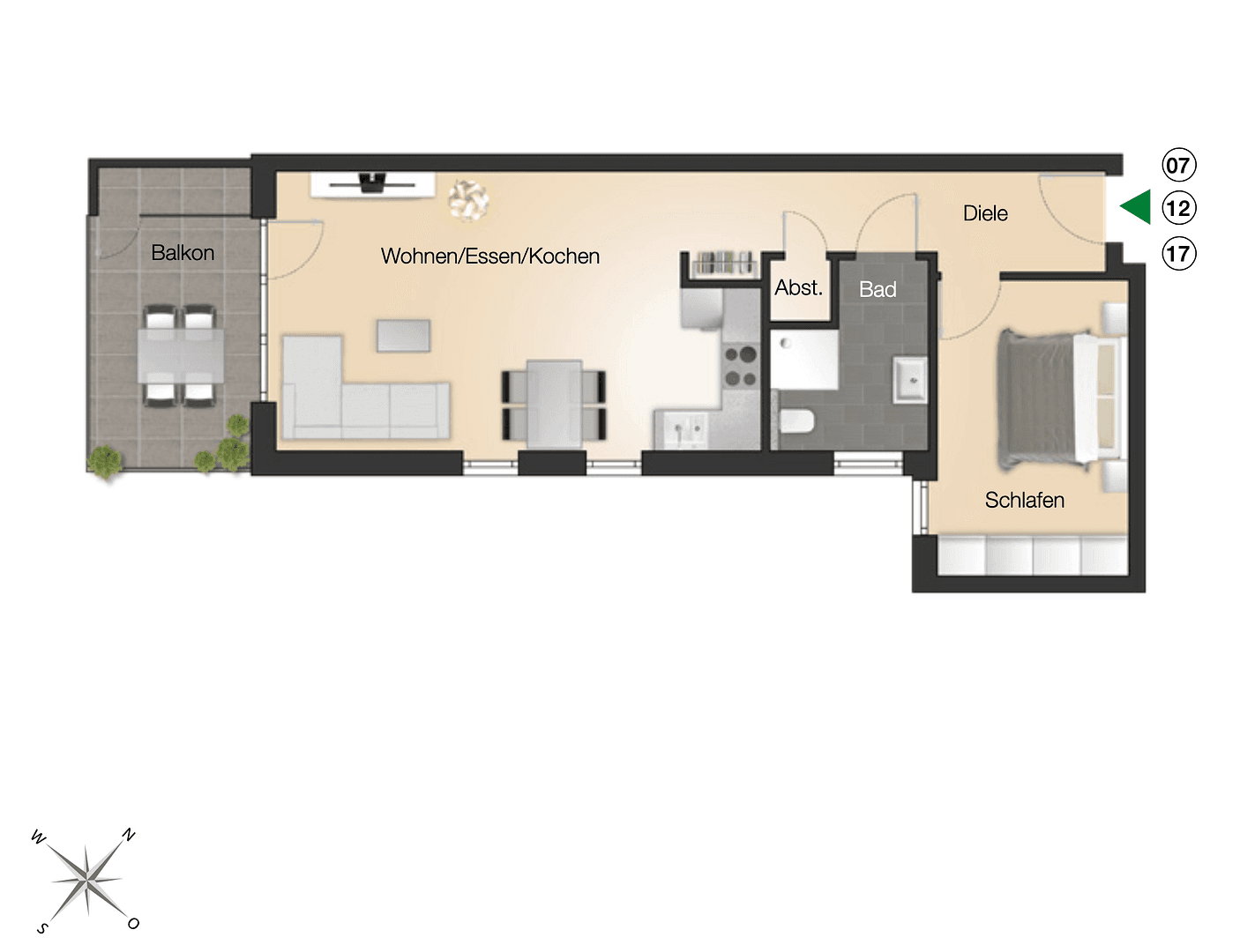 Pronájem bytu 2+1 59 m², Villingen-Schwenningen, Bádensko-Württembersko Pronájem bytu 2+1 59 m², Villingen-Schwenningen, Bádensko-Württembersko