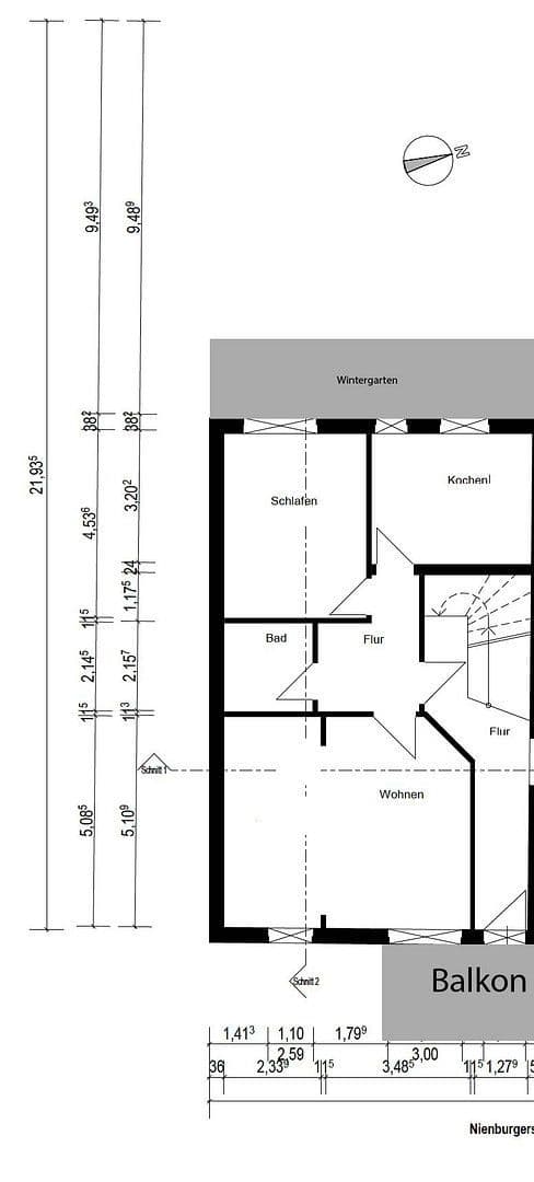 Pronájem bytu 3+kk 85 m², Nienburger Straße 2, Bremen, Bremen Pronájem bytu 3+kk 85 m², Nienburger Straße 2, Bremen, Bremen