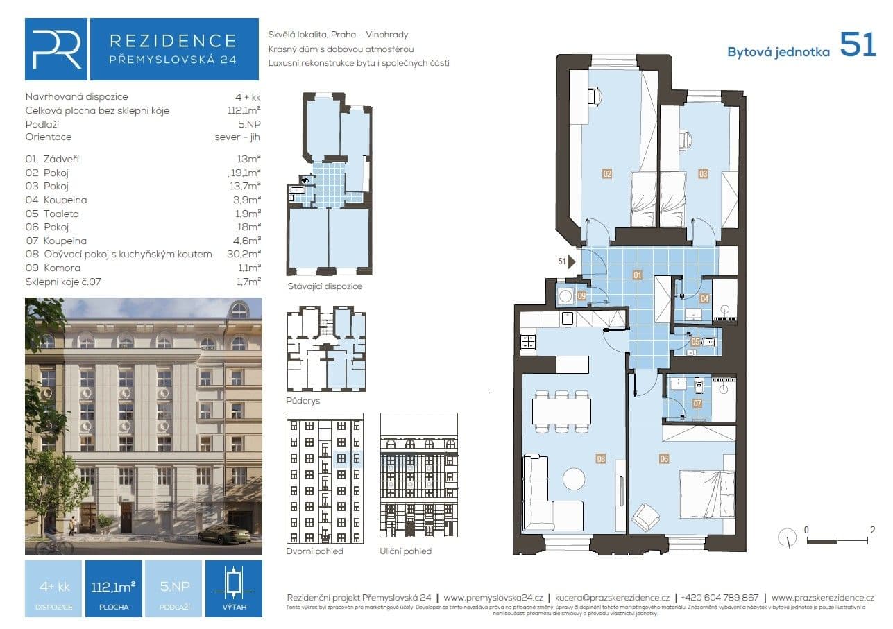 Prodej bytu 4+kk 112 m², Přemyslovská, Praha, Praha Prodej bytu 4+kk 112 m², Přemyslovská, Praha, Praha