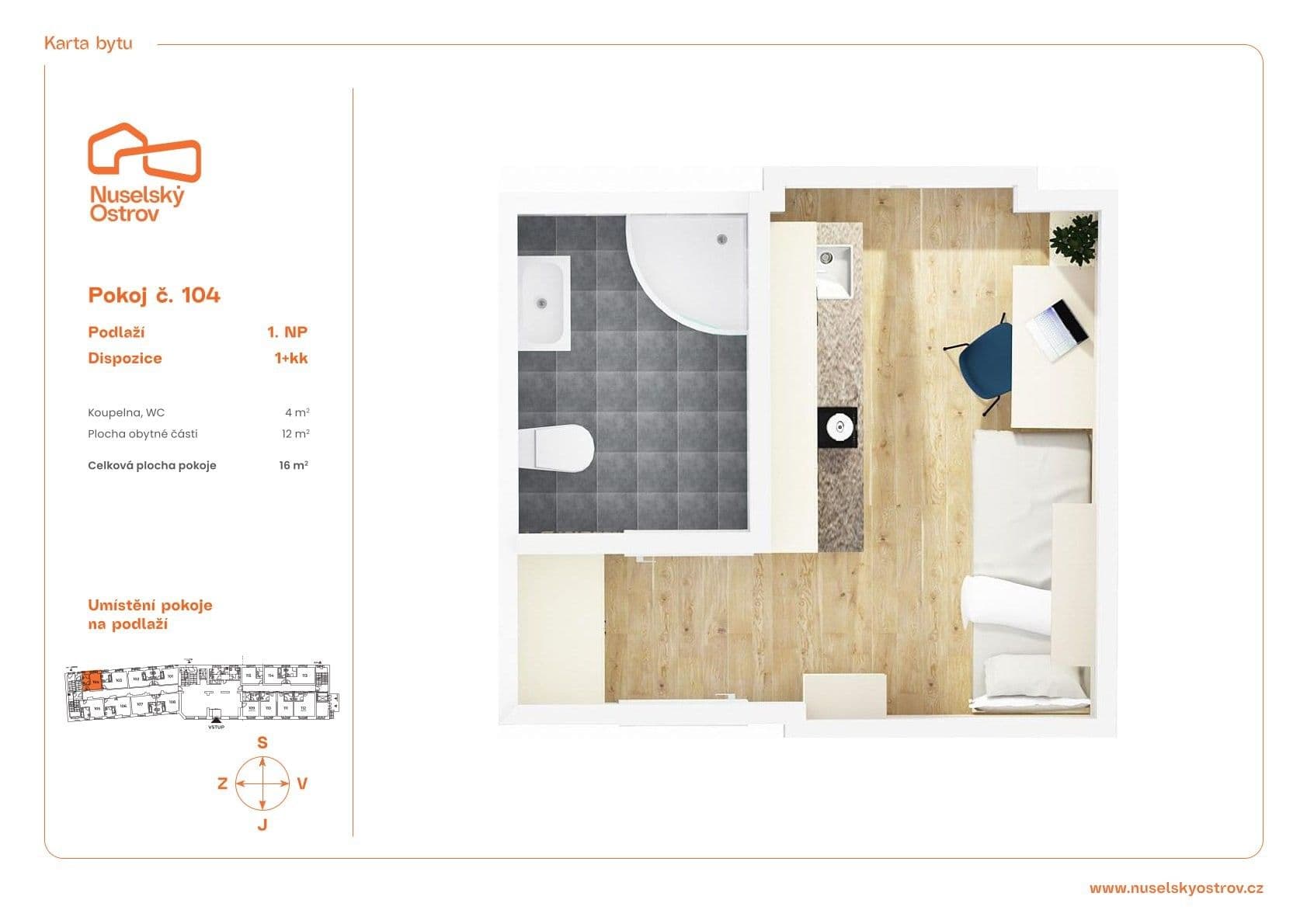 Pronájem bytu 1+kk 16 m², Na Ostrůvku, Praha, Praha Pronájem bytu 1+kk 16 m², Na Ostrůvku, Praha, Praha