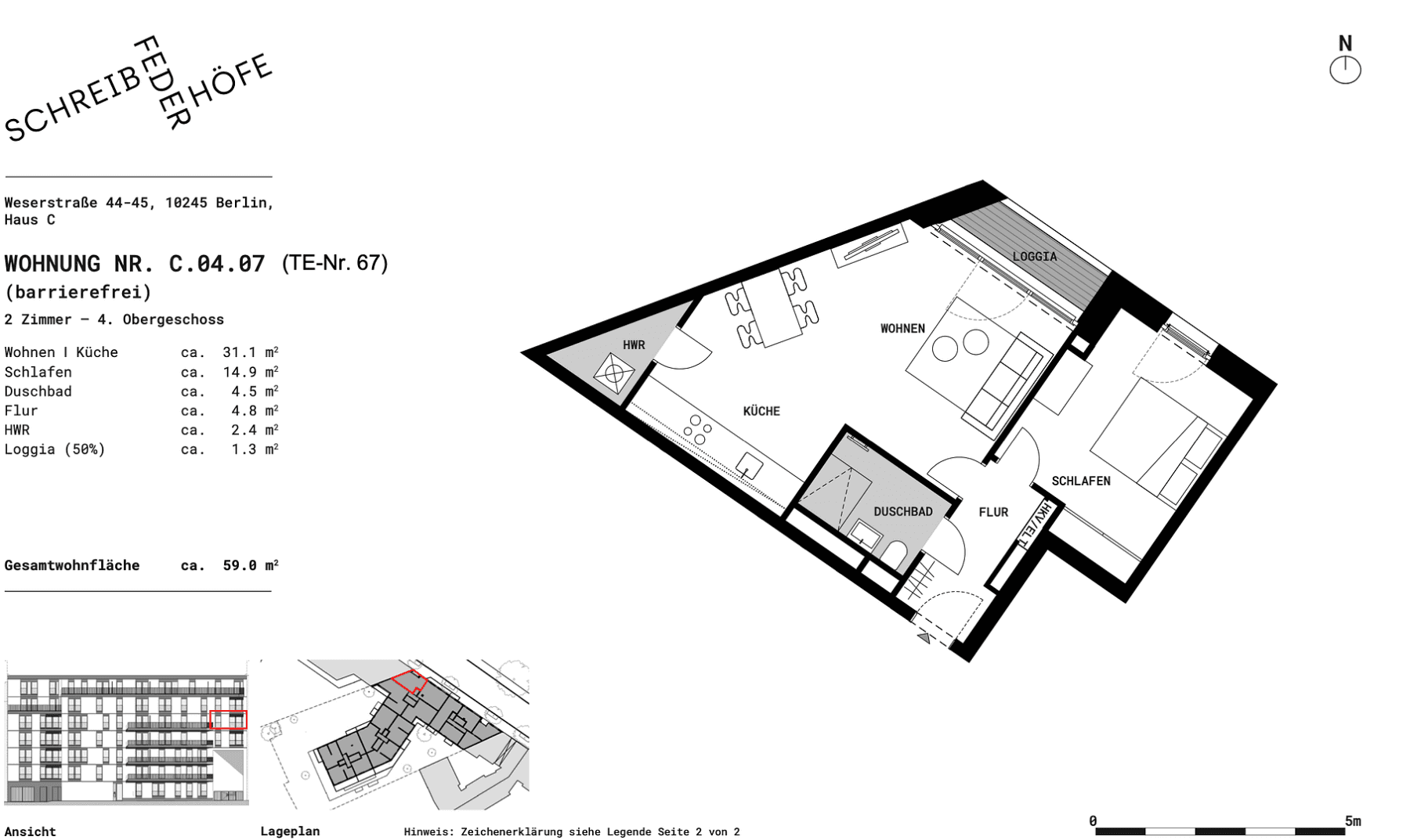 Pronájem bytu 2+1 59 m², Weserstr 44, Berlin, Berlín Pronájem bytu 2+1 59 m², Weserstr 44, Berlin, Berlín