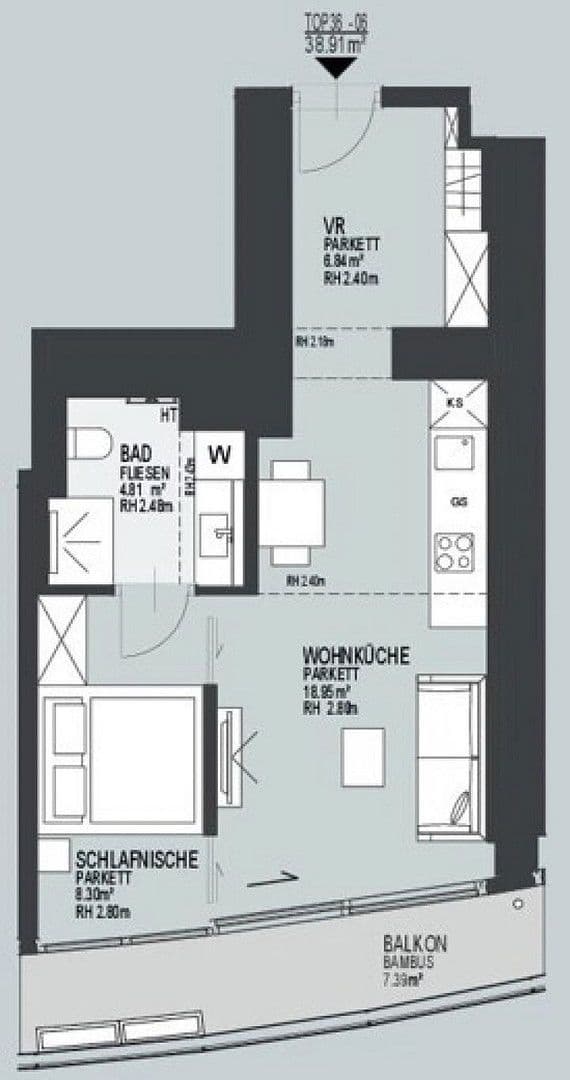 Pronájem bytu 2+1 39 m², Wagramer Straße 2, wien, Wien Pronájem bytu 2+1 39 m², Wagramer Straße 2, wien, Wien