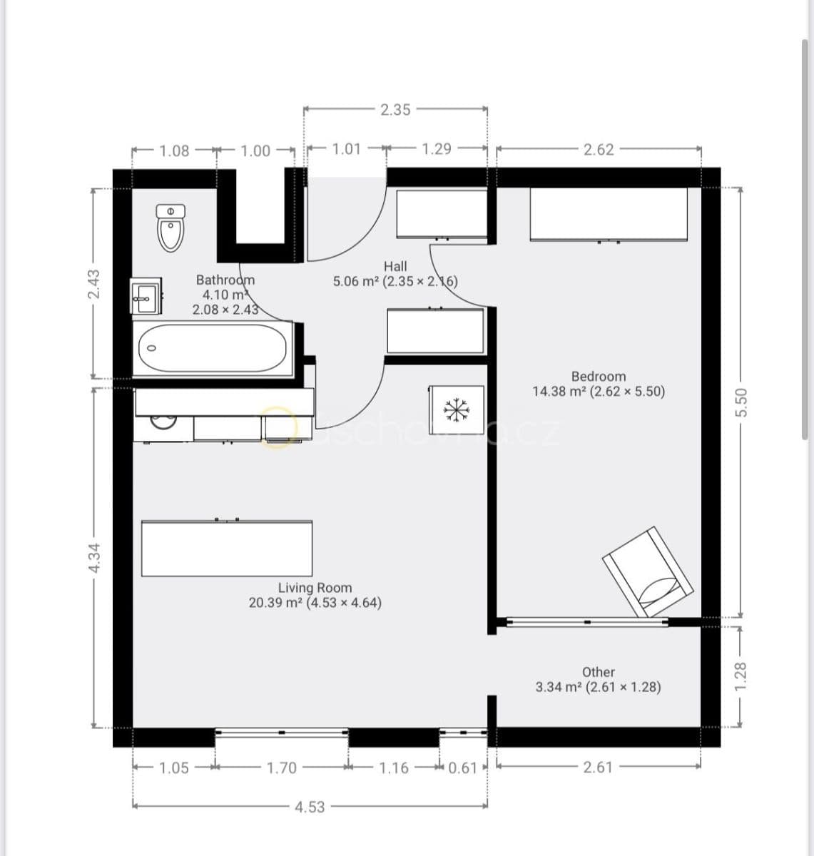 Prodej bytu 2+kk 43 m², Hnězdenská, Praha, Praha Prodej bytu 2+kk 43 m², Hnězdenská, Praha, Praha
