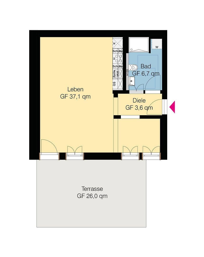 Pronájem bytu 1+1 60 m², Am Küsterberg 6A, Wolfsburg Ehmen, Dolní Sasko Pronájem bytu 1+1 60 m², Am Küsterberg 6A, Wolfsburg Ehmen, Dolní Sasko