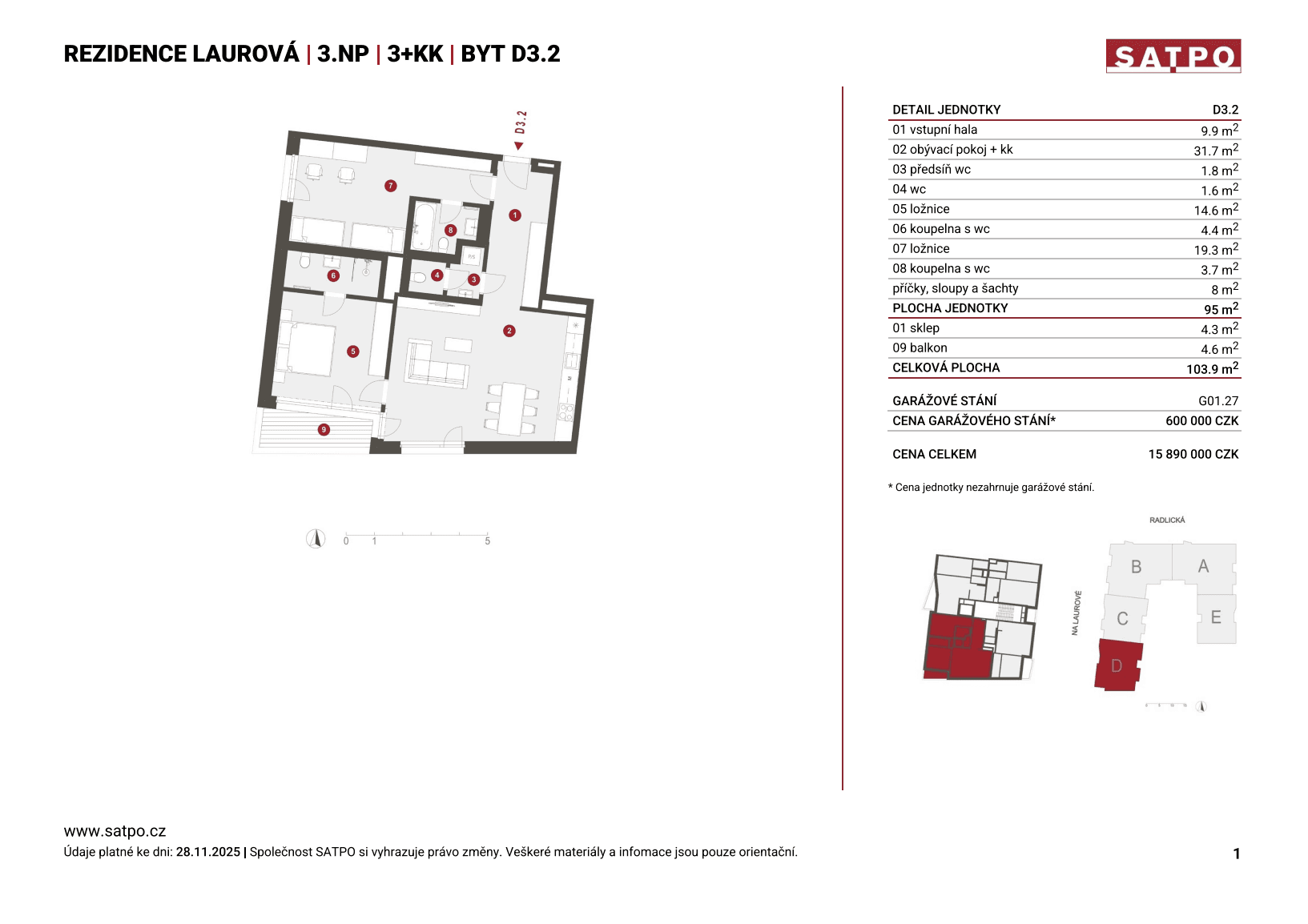 Prodej bytu 3+kk 95 m², Na Laurové, Praha, Praha Prodej bytu 3+kk 95 m², Na Laurové, Praha, Praha