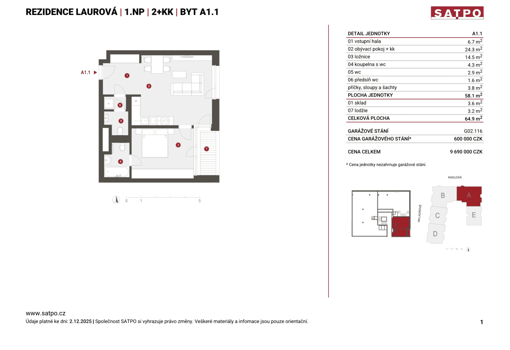 Prodej bytu 2+kk 58 m², Na Laurové, Praha, Praha Prodej bytu 2+kk 58 m², Na Laurové, Praha, Praha