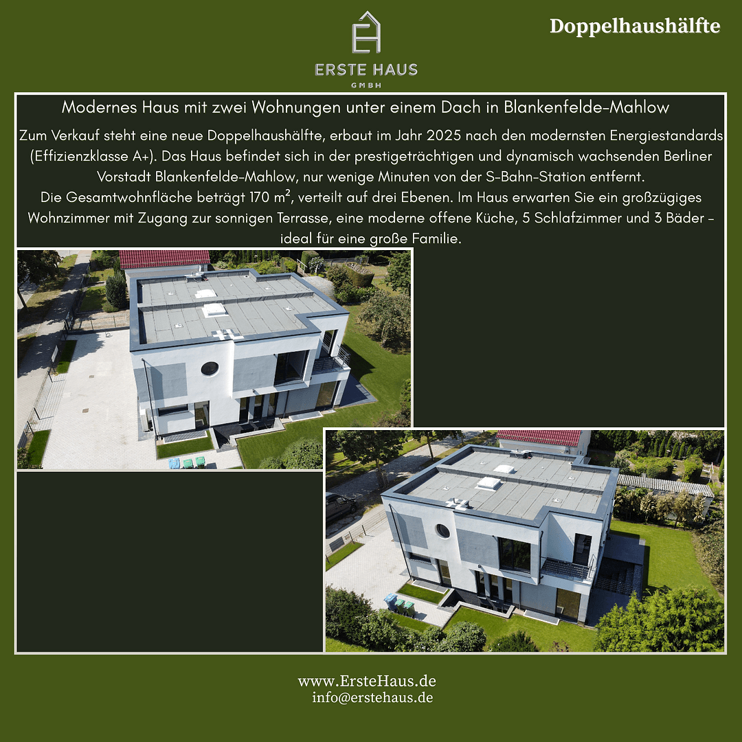 Prodej domu 170 m², pozemek 508 m², Rembrandtstraße 67, Blankenfelde-Mahlow, Braniborsko Prodej domu 170 m², pozemek 508 m², Rembrandtstraße 67, Blankenfelde-Mahlow, Braniborsko