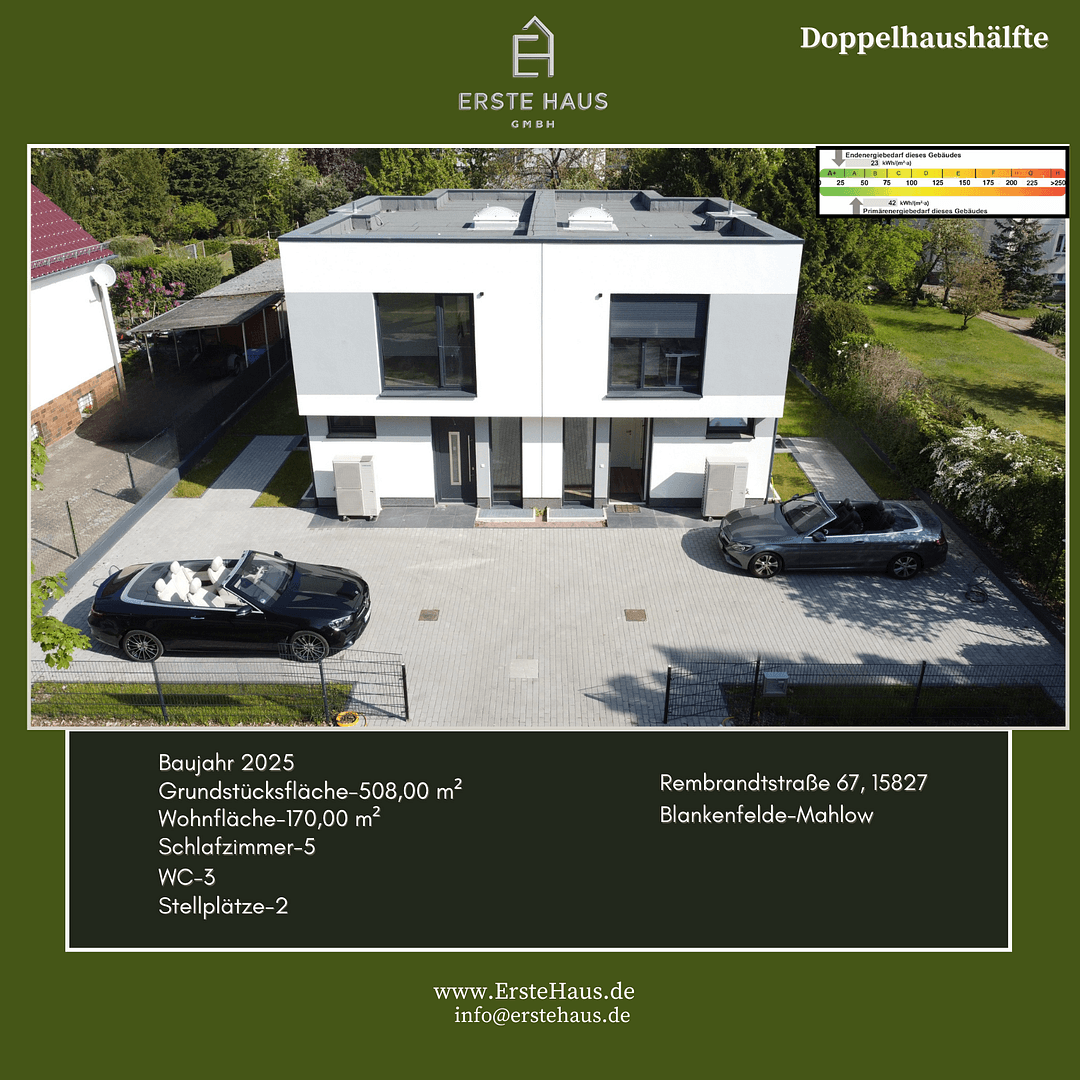 Prodej domu 170 m², pozemek 508 m², Rembrandtstraße 67, Blankenfelde-Mahlow, Braniborsko Prodej domu 170 m², pozemek 508 m², Rembrandtstraße 67, Blankenfelde-Mahlow, Braniborsko