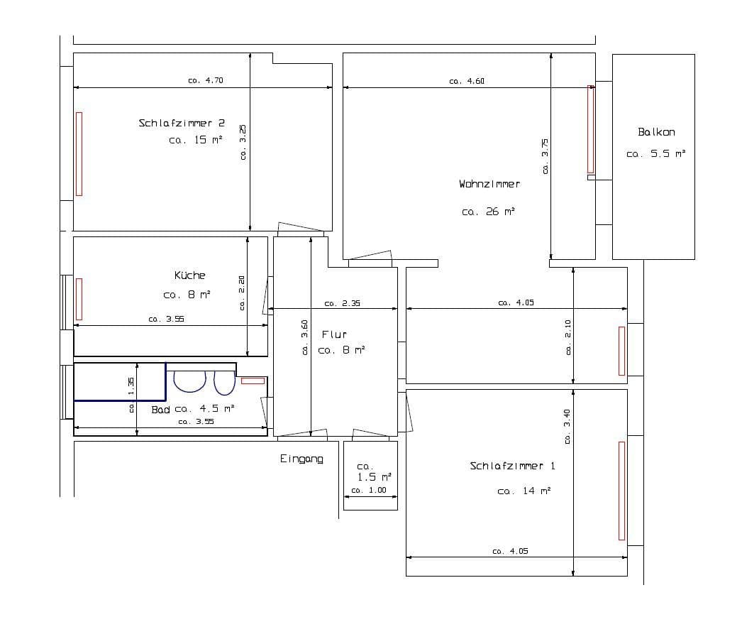 Pronájem bytu 3+1 78 m², Bremen, Bremen Pronájem bytu 3+1 78 m², Bremen, Bremen