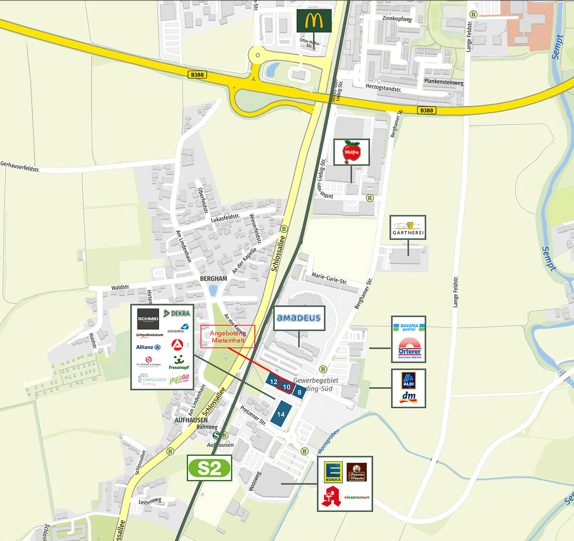 Pronájem kanceláře 200 m², Berghamer Str. 10, Erding, Bavorsko Pronájem kanceláře 200 m², Berghamer Str. 10, Erding, Bavorsko