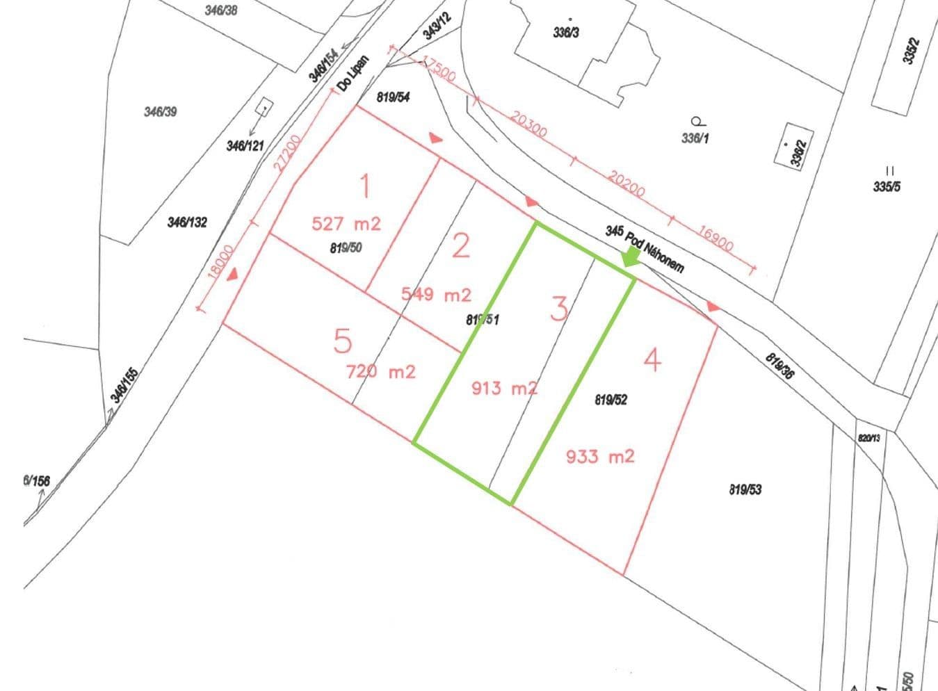 Prodej pozemku 913 m², Pod Náhonem, Praha, Praha Prodej pozemku 913 m², Pod Náhonem, Praha, Praha