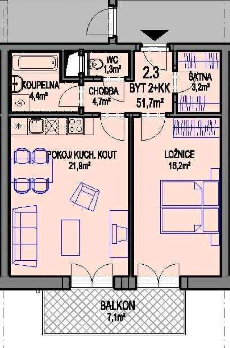 Pronájem bytu 2+kk 52 m², Říčanská, Brno, Jihomoravský kraj Pronájem bytu 2+kk 52 m², Říčanská, Brno, Jihomoravský kraj