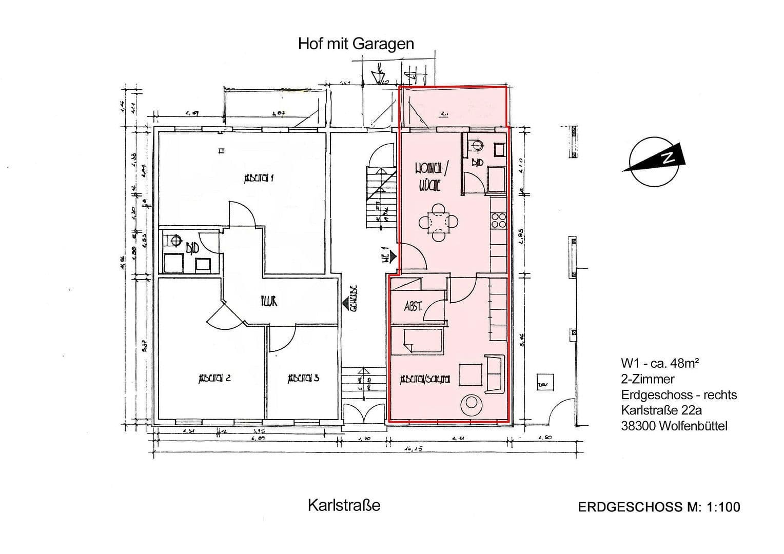 Pronájem bytu 1+1 48 m², Karlstr. 22a, Wolfenbüttel, Dolní Sasko Pronájem bytu 1+1 48 m², Karlstr. 22a, Wolfenbüttel, Dolní Sasko