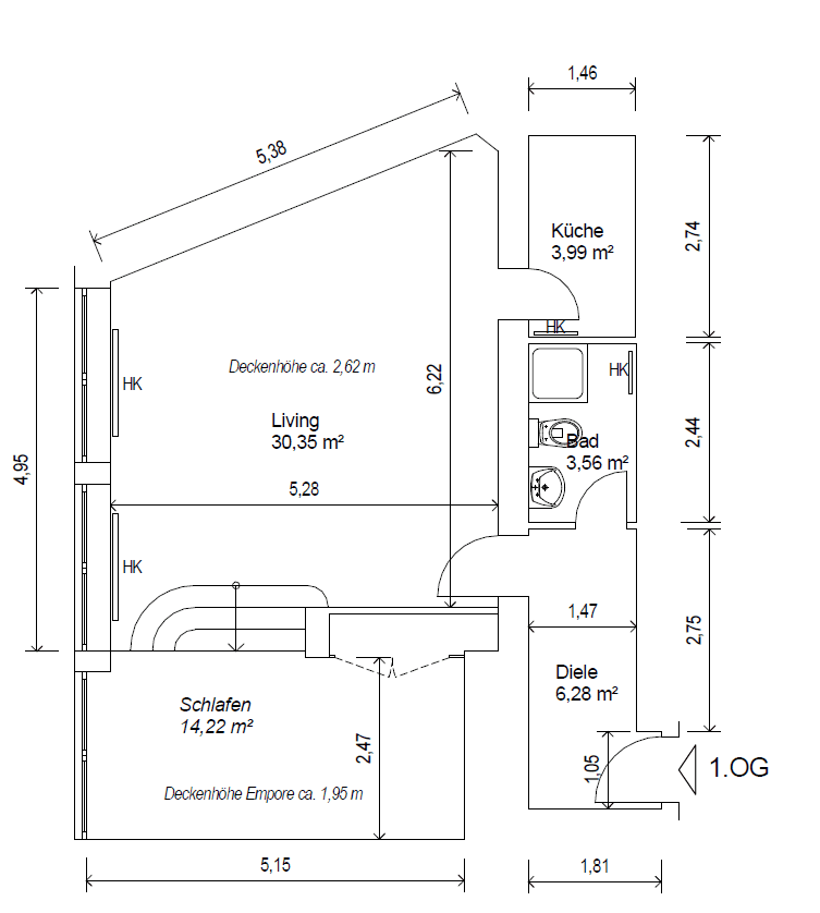 Pronájem bytu 1+kk 60 m², Schloßstraße 69, Düsseldorf, Severní Porýní-Vestfálsko Pronájem bytu 1+kk 60 m², Schloßstraße 69, Düsseldorf, Severní Porýní-Vestfálsko