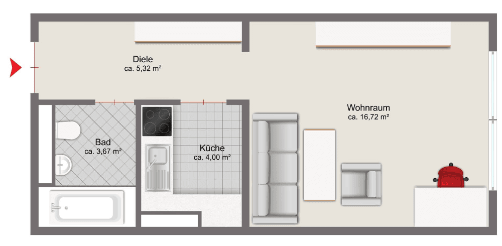 Pronájem bytu 1+1 29 m², Bauberger Straße 37, München, Bavorsko Pronájem bytu 1+1 29 m², Bauberger Straße 37, München, Bavorsko