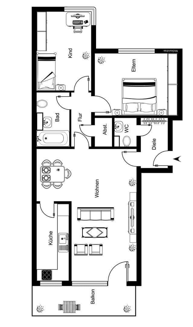 Pronájem bytu 3+1 81 m², Hechtsheim, Porýní-Falc Pronájem bytu 3+1 81 m², Hechtsheim, Porýní-Falc
