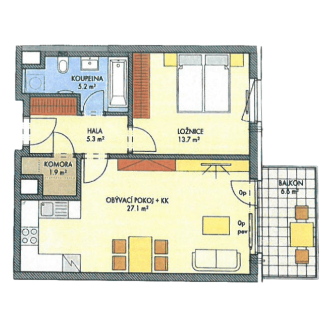 Pronájem bytu 2+kk 55 m², Čakovická, Praha, Praha Pronájem bytu 2+kk 55 m², Čakovická, Praha, Praha