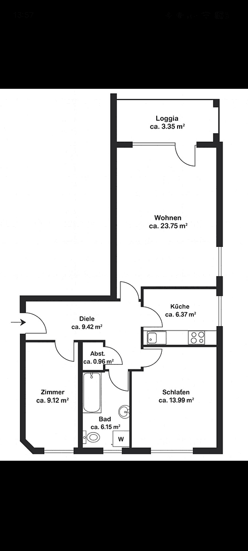 Pronájem bytu 3+1 73 m², Beim Kloster Dohren 69, Buxtehude, Dolní Sasko Pronájem bytu 3+1 73 m², Beim Kloster Dohren 69, Buxtehude, Dolní Sasko