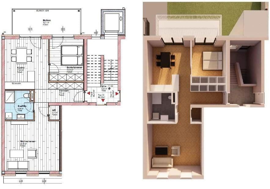 Pronájem bytu 2+1 66 m², Wienerstr. 29, Linz, Horní Rakousko Pronájem bytu 2+1 66 m², Wienerstr. 29, Linz, Horní Rakousko