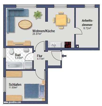 Pronájem bytu 3+1 56 m², Gelnhausen, Hessen Pronájem bytu 3+1 56 m², Gelnhausen, Hessen