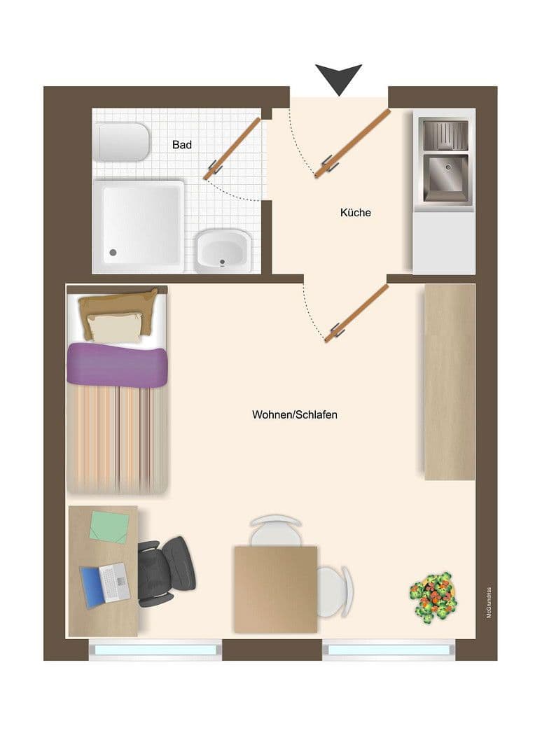 Pronájem bytu 1+1 21 m², Eilenburger Straße 55, Leipzig, Sasko Pronájem bytu 1+1 21 m², Eilenburger Straße 55, Leipzig, Sasko