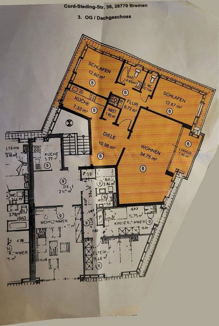 Pronájem bytu 3+1 92 m², Cord-Steding-Straße 36, Bremen, Bremen Pronájem bytu 3+1 92 m², Cord-Steding-Straße 36, Bremen, Bremen