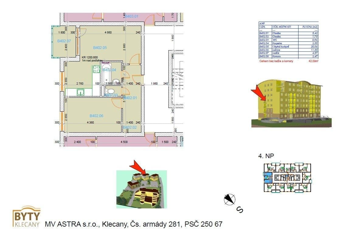 Pronájem bytu 2+kk 43 m², V Honech, Klecany, Středočeský kraj Pronájem bytu 2+kk 43 m², V Honech, Klecany, Středočeský kraj