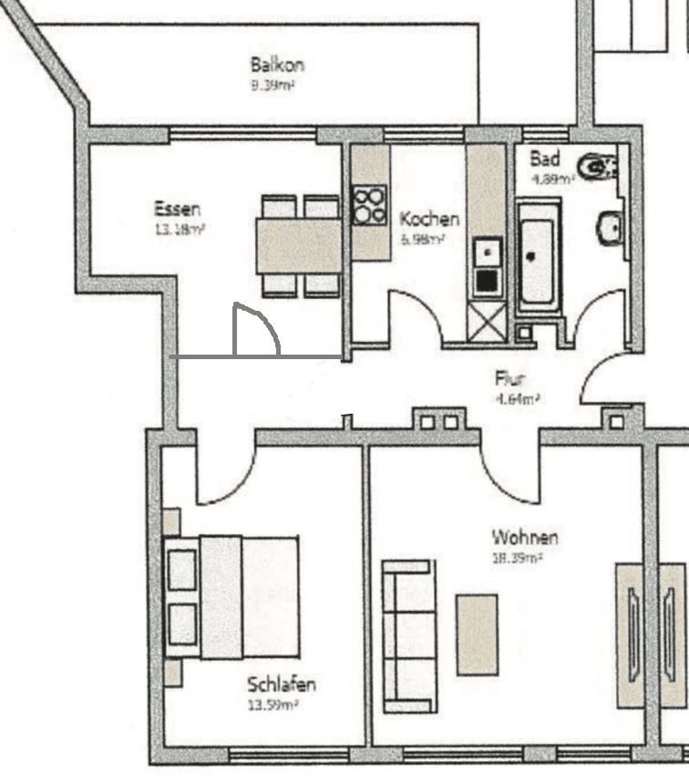 Pronájem bytu 3+1 70 m², Hanauer Vorstadt 13, Hanau, Hessen Pronájem bytu 3+1 70 m², Hanauer Vorstadt 13, Hanau, Hessen