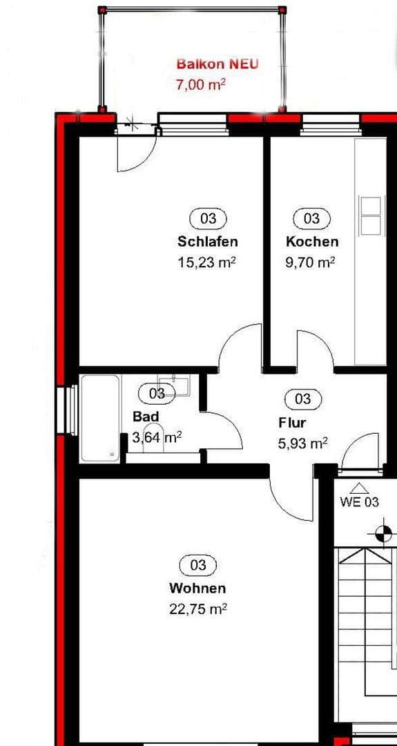 Pronájem bytu 2+1 61 m², Burgallee 36, Hanau, Hessen Pronájem bytu 2+1 61 m², Burgallee 36, Hanau, Hessen