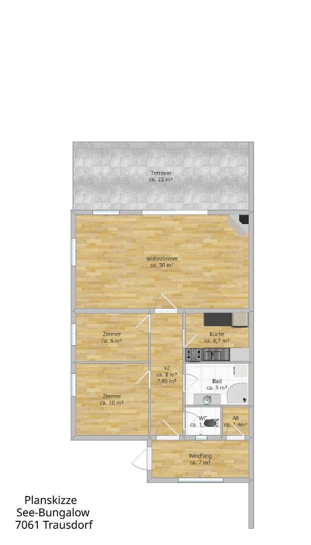 Pronájem domu 80 m², pozemek 499 m², Uferstraße 55, Trausdorf, Hradsko Pronájem domu 80 m², pozemek 499 m², Uferstraße 55, Trausdorf, Hradsko