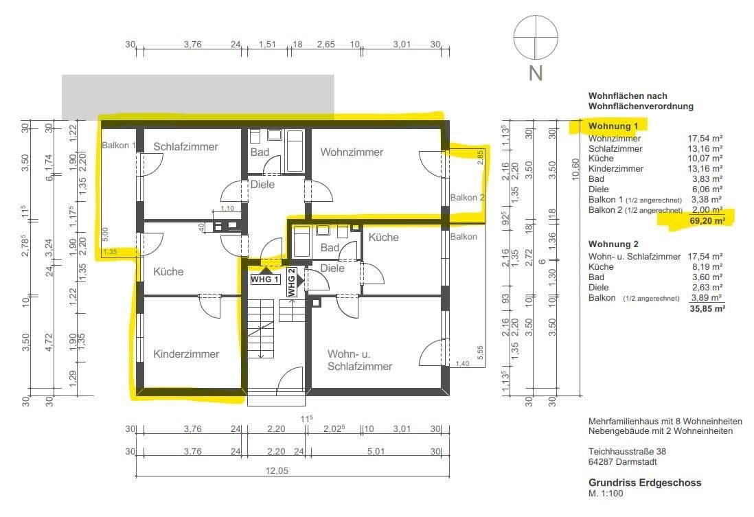 Pronájem bytu 3+kk 69 m², Teichhausstraße 38, Darmstadt, Hessen Pronájem bytu 3+kk 69 m², Teichhausstraße 38, Darmstadt, Hessen