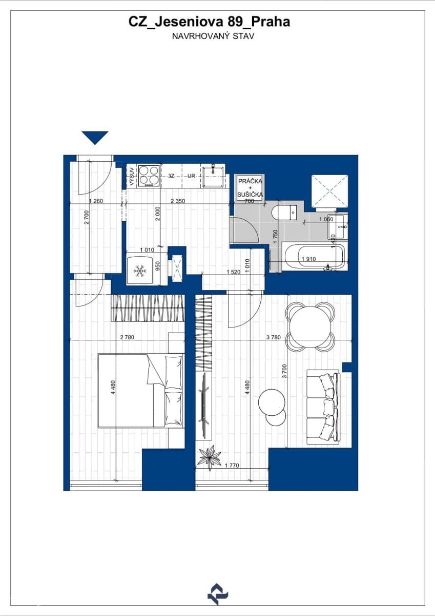 Pronájem bytu 2+1 44 m², Jeseniova, Praha, Praha Pronájem bytu 2+1 44 m², Jeseniova, Praha, Praha