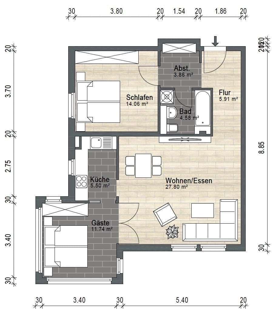 Pronájem bytu 2+kk 74 m², Grabaustraße 17, Leipzig, Sasko Pronájem bytu 2+kk 74 m², Grabaustraße 17, Leipzig, Sasko