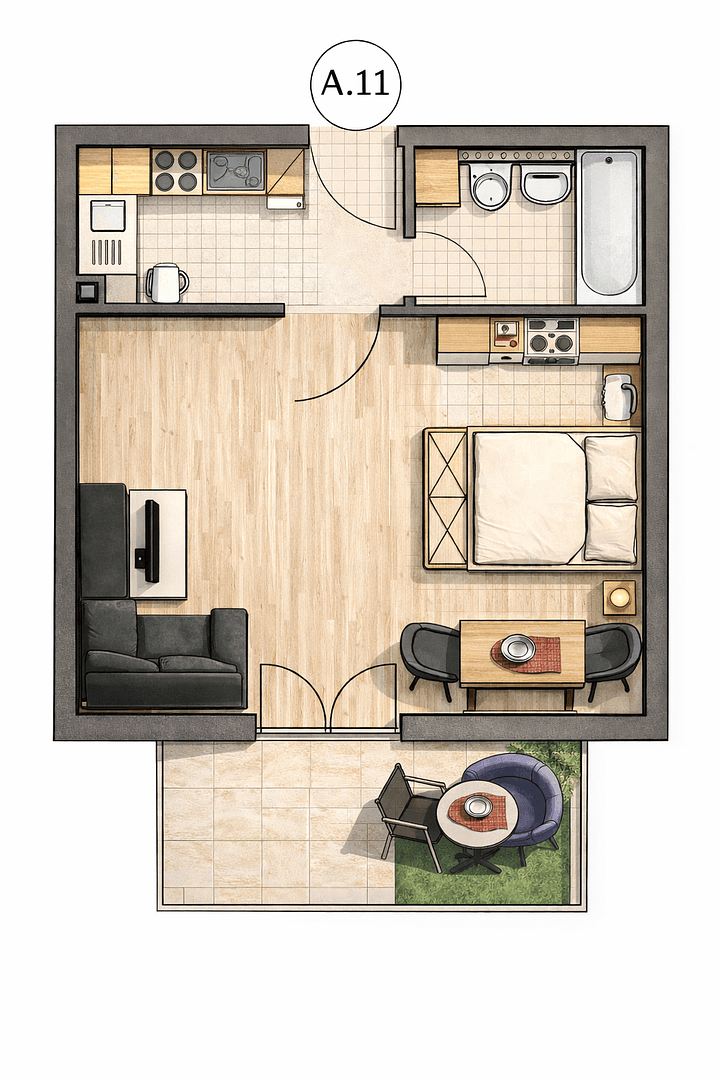 Pronájem bytu 1+1 32 m², An der Deutenhofkapelle 1, Bad Abbach, Bavorsko Pronájem bytu 1+1 32 m², An der Deutenhofkapelle 1, Bad Abbach, Bavorsko