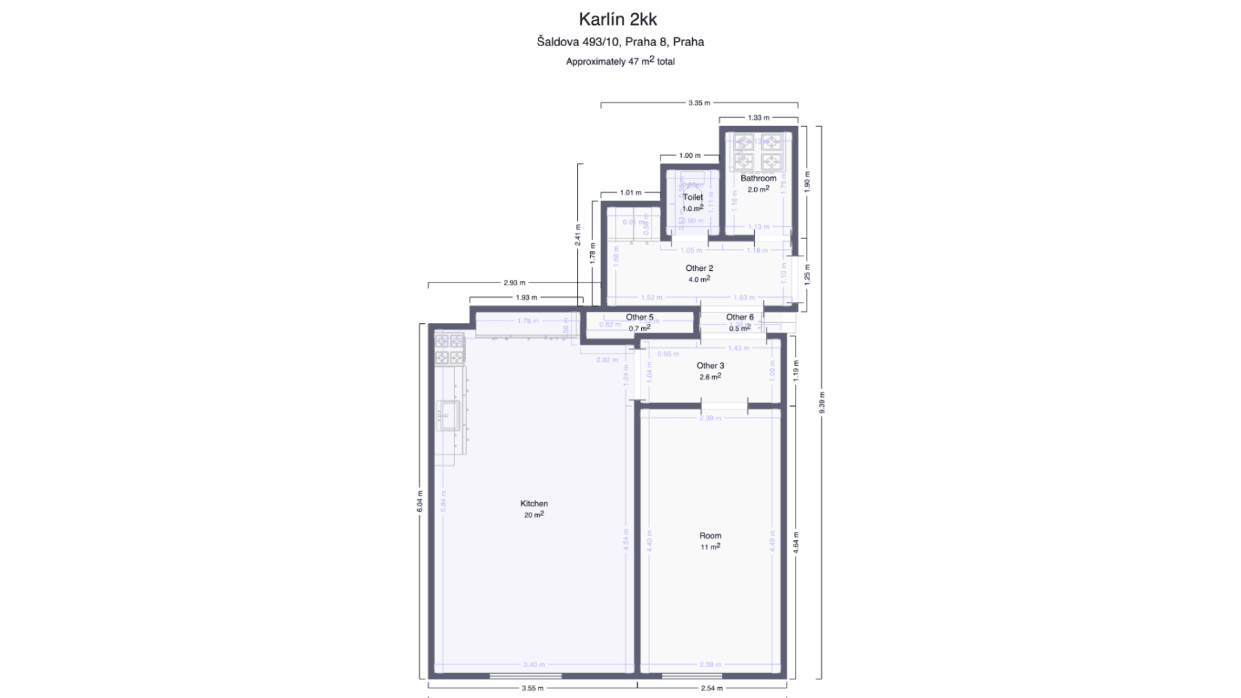 Pronájem bytu 2+kk 45 m², Šaldova, Praha, Praha Pronájem bytu 2+kk 45 m², Šaldova, Praha, Praha