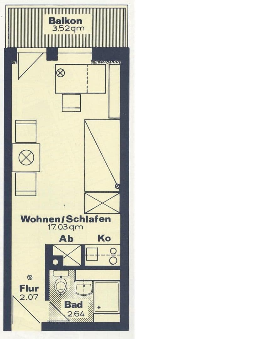 Pronájem bytu 1+1 23 m², Im Münchfeld 33, Mainz, Porýní-Falc Pronájem bytu 1+1 23 m², Im Münchfeld 33, Mainz, Porýní-Falc