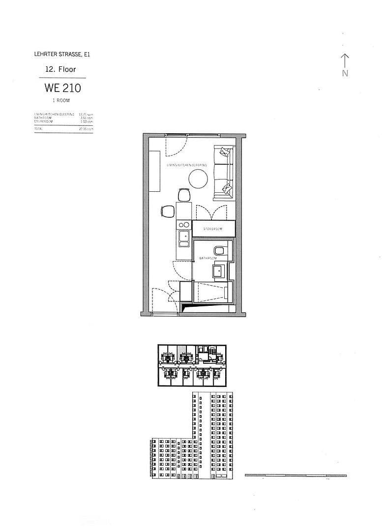 Prodej bytu 1+1 23 m², Lehrter Straße 24 B, Berlin, Berlín Prodej bytu 1+1 23 m², Lehrter Straße 24 B, Berlin, Berlín