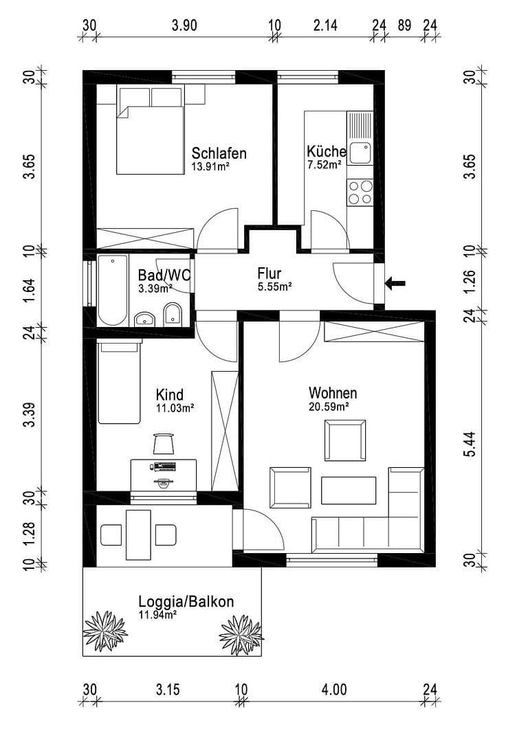 Pronájem bytu 3+1 68 m², Hardenbergstr. 76, Nürnberg, Bavorsko Pronájem bytu 3+1 68 m², Hardenbergstr. 76, Nürnberg, Bavorsko