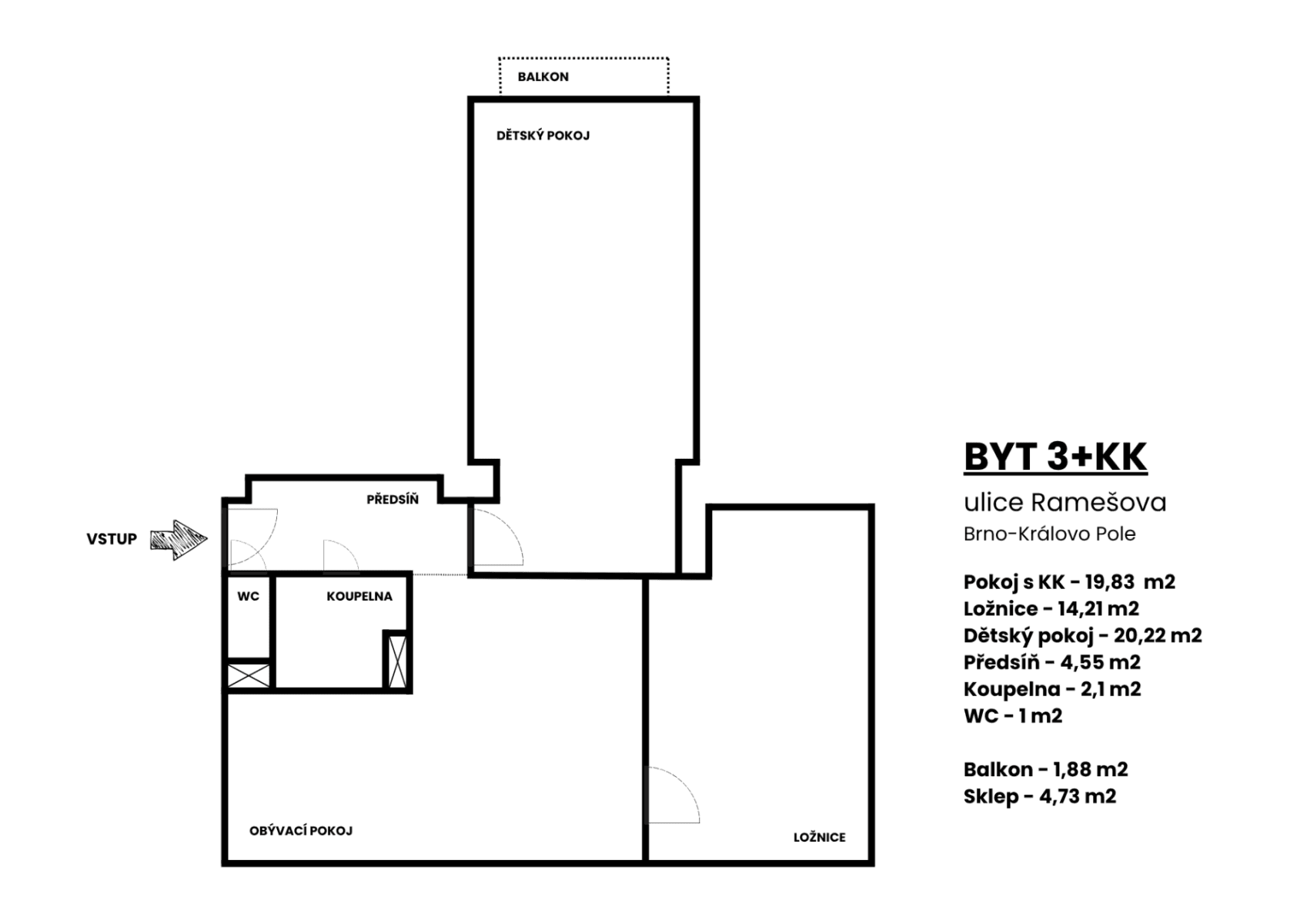 Pronájem bytu 3+kk 62 m², Ramešova, Brno, Jihomoravský kraj Pronájem bytu 3+kk 62 m², Ramešova, Brno, Jihomoravský kraj