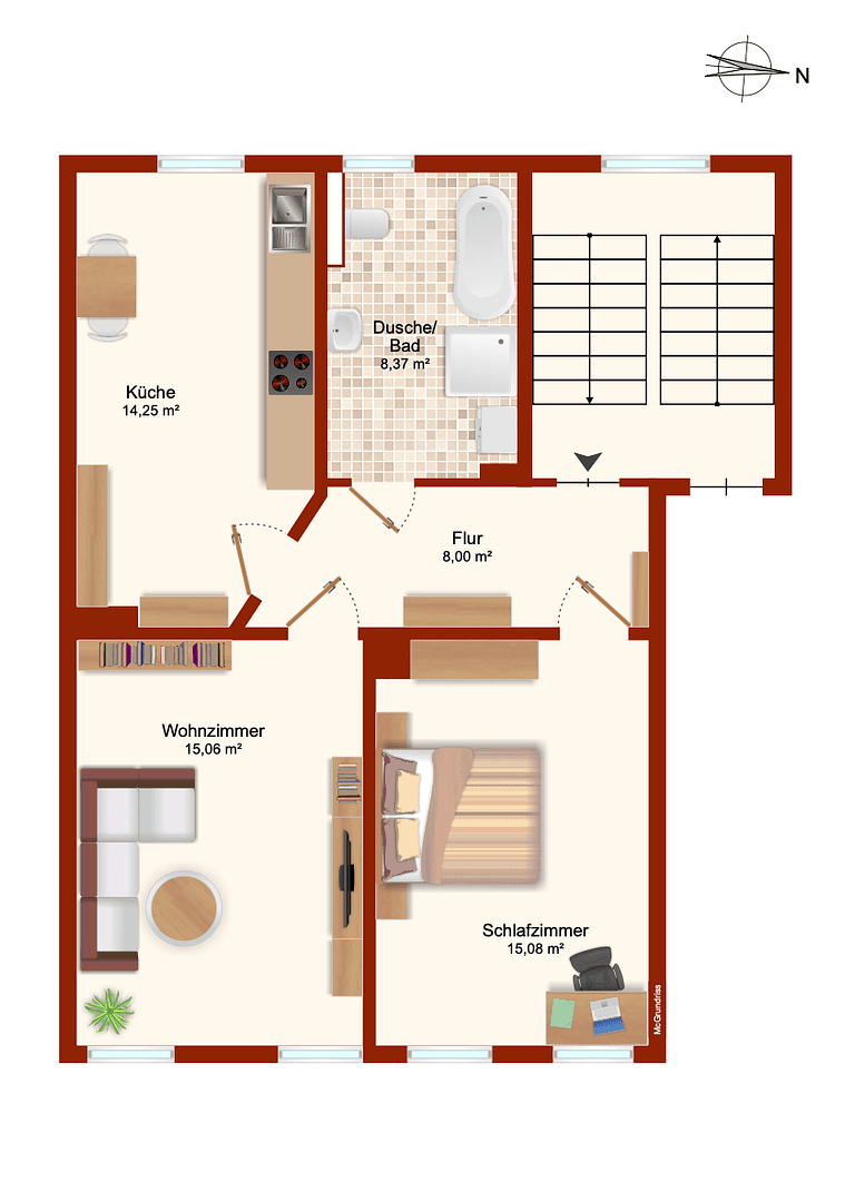 Pronájem bytu 2+1 61 m², Albertstraße 34, Markranstädt, Sasko Pronájem bytu 2+1 61 m², Albertstraße 34, Markranstädt, Sasko
