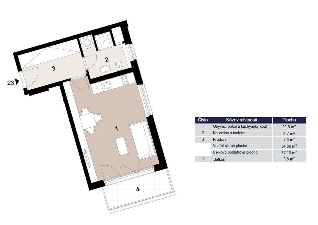 Pronájem bytu 1+kk 37 m², Klapálkova, Praha, Praha Pronájem bytu 1+kk 37 m², Klapálkova, Praha, Praha