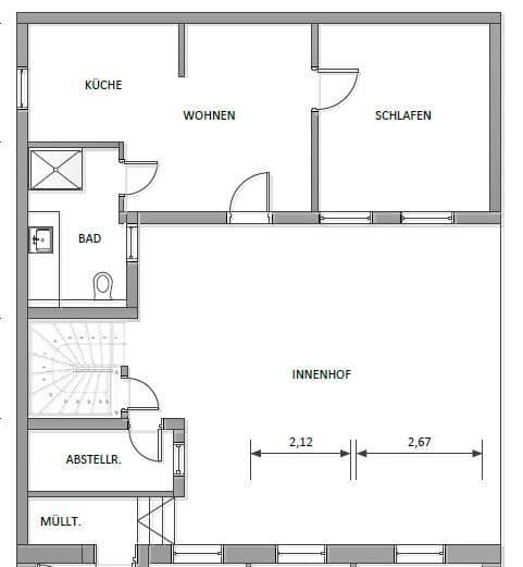 Pronájem bytu 2+1 42 m², Käfertaler Strasse 191, Mannheim, Bádensko-Württembersko Pronájem bytu 2+1 42 m², Käfertaler Strasse 191, Mannheim, Bádensko-Württembersko