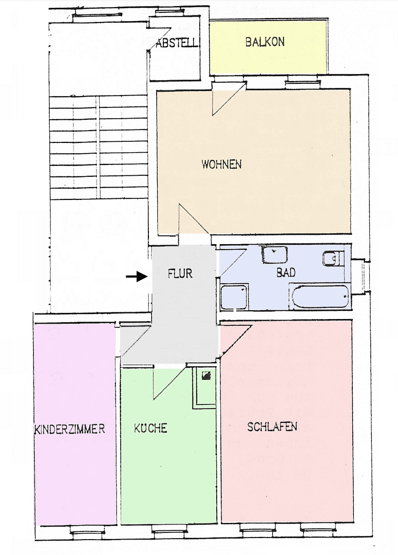 Pronájem bytu 3+1 79 m², Wechselburger Str. 4, Chemnitz, Sasko Pronájem bytu 3+1 79 m², Wechselburger Str. 4, Chemnitz, Sasko