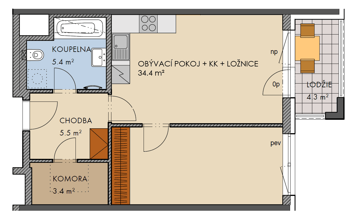 Prodej bytu 2+kk 54 m², Ondrákové, Praha, Praha Prodej bytu 2+kk 54 m², Ondrákové, Praha, Praha