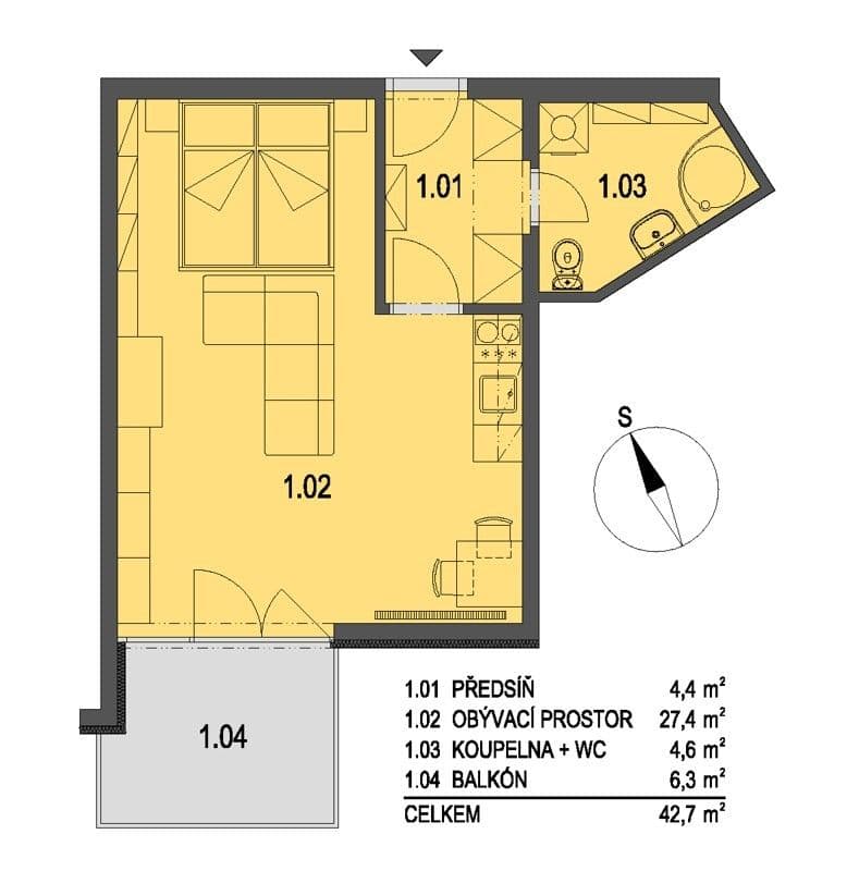 Pronájem bytu 1+kk 37 m², Kloboučnická, Praha, Praha Pronájem bytu 1+kk 37 m², Kloboučnická, Praha, Praha