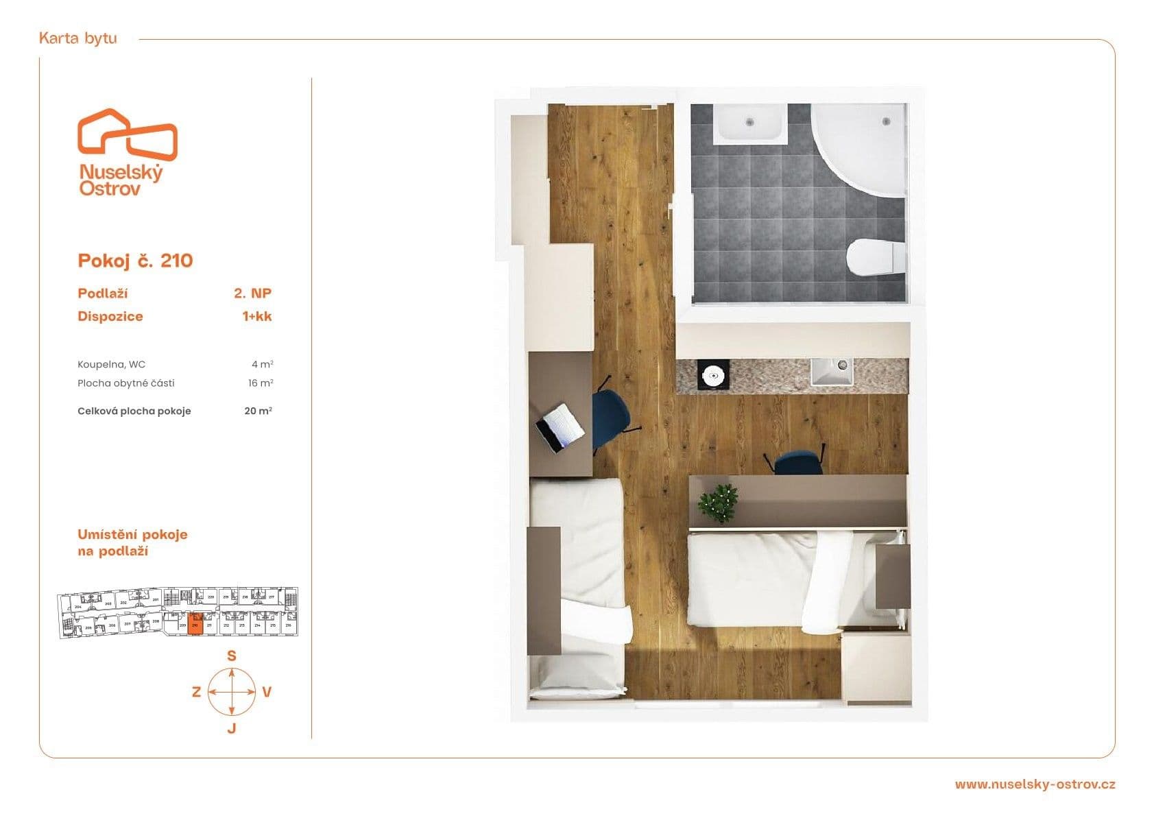 Pronájem bytu 1+kk 20 m², Na Ostrůvku, Praha, Praha Pronájem bytu 1+kk 20 m², Na Ostrůvku, Praha, Praha