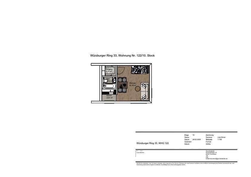 Pronájem bytu 1+1 26 m², Würzburgerring 33, Erlangen, Bavorsko Pronájem bytu 1+1 26 m², Würzburgerring 33, Erlangen, Bavorsko